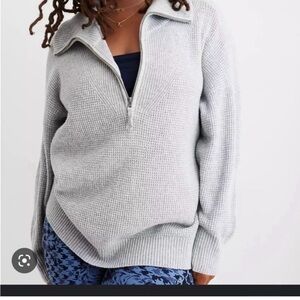 Aerie Gray Quarter-Zip Sweater